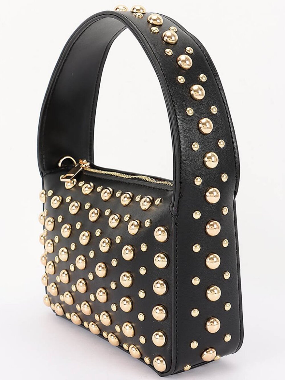 Edgy Metal Studded Top Hanlde Bag